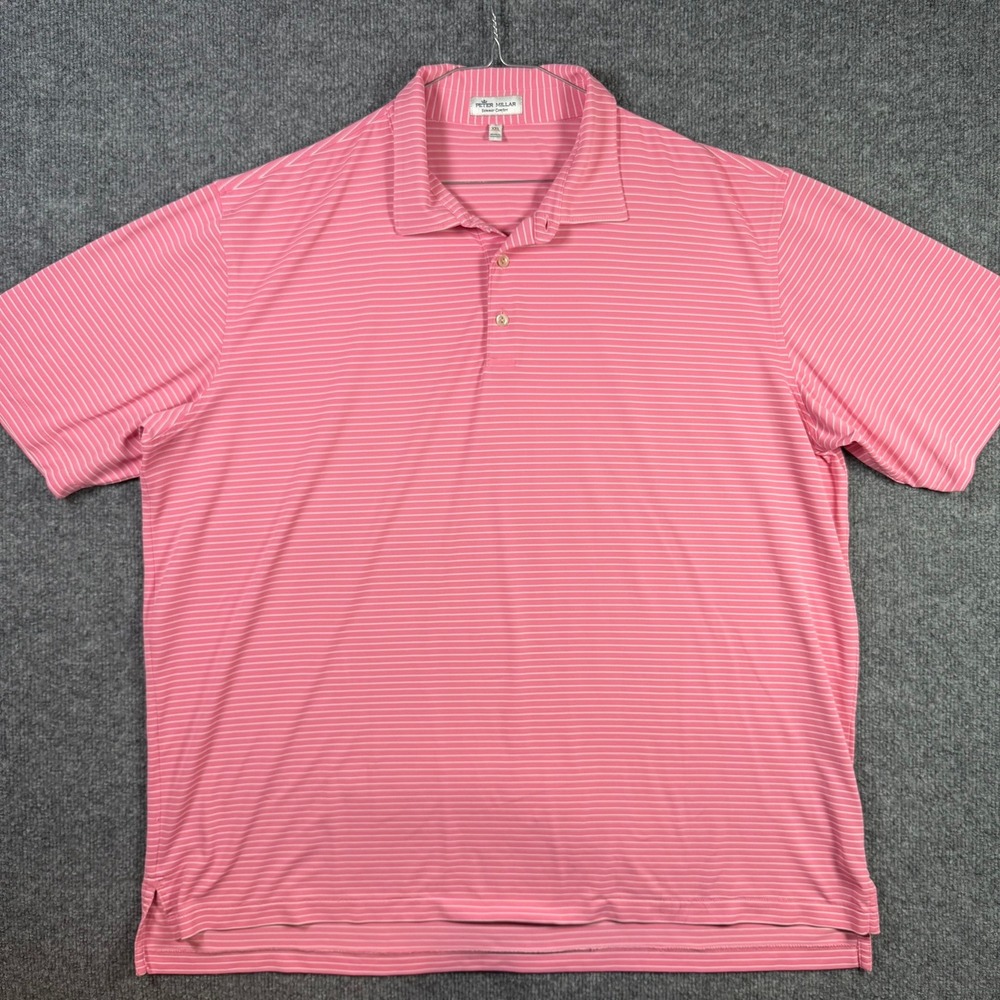 Peter Millar Polo Shirt Mens XXL Pink Striped Summer Comfort Performance S/S